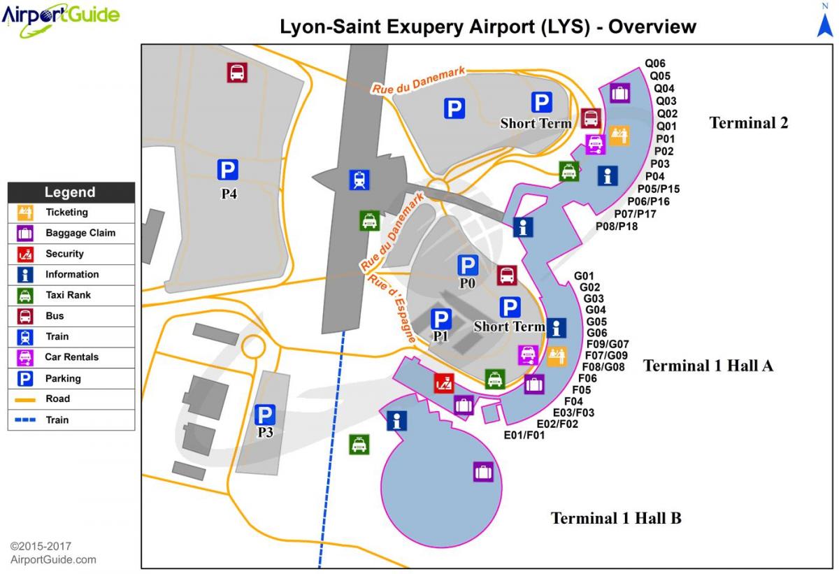 Լիոն Ֆրանսիա օդանավակայան քարտեզի վրա